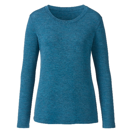 Meliertes Langarmshirt aus reiner Bio-Merinowolle, atlantik melange 36
